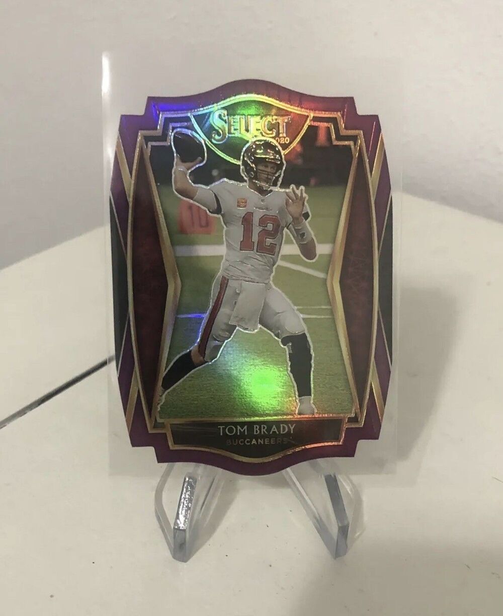 2020 Select Tom Brady Purple Premier Level Diecut Card #101 Select G.O.A.T.